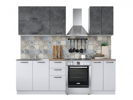 Кухня Равенна Смарт 1,8м (40/60) со столешницей  (Мрамор серый/Белый)