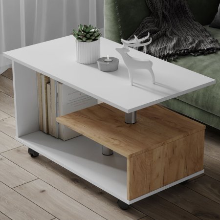 Стол журнальный Консул 5 в гостиную (Крафт золотой/Белый)