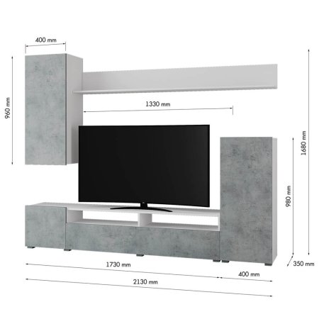 Гостиная Лира ЛДСП (Белый/Бетон)