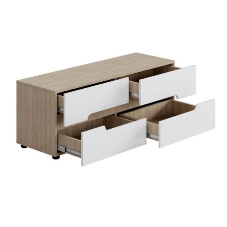 Палермо-3 тумба ТВ ТМ-036 (Шимо светлый /глянцевая Белый)
