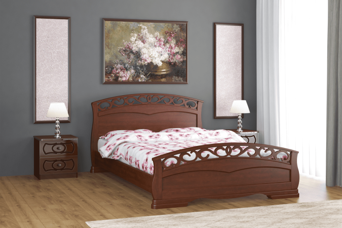 Грация 1 кровать 90х200 + металлокаркас + ножки (Орех)