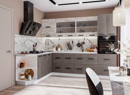 Модульная кухня Нагано (Дуб юкон / анкор темный)