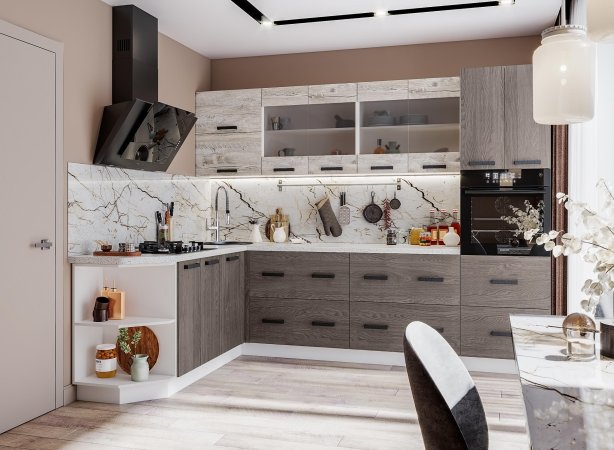 Модульная кухня Нагано (Дуб юкон / анкор темный)