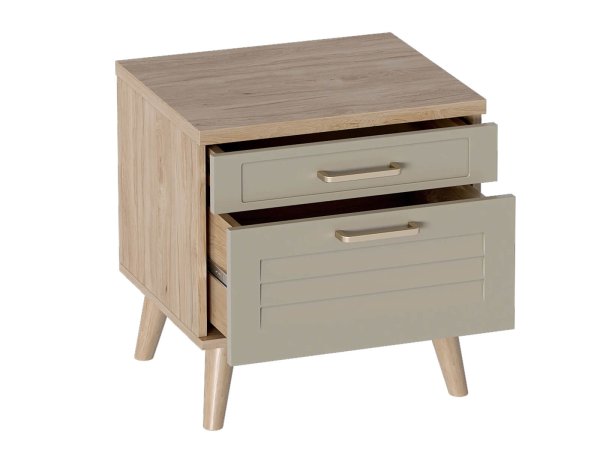 Гавана тумба прикроватная с 2 ящиками (Дуб натуральный светлый / Светло-серый софт)