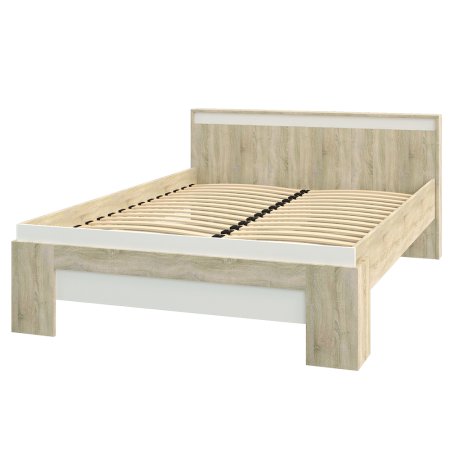 Эдем-1 секция №9 кровать 160х200 ( Дуб сонома / Белый жемчуг)