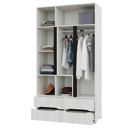 Вега шкаф 3 ств. с 4 ящиками (Дуб крафт белый)