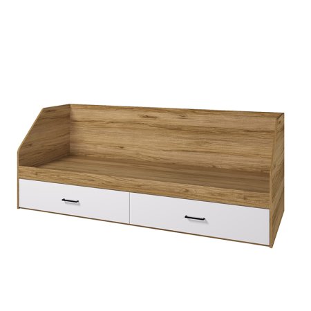 Ненси кровать 800/2 80х200 с ящиками с ручками (Дуб золотой/Белый)