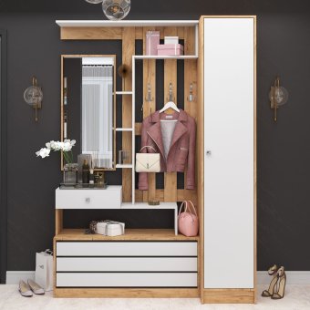 Прихожая Ямайка комплект 4 (крафт золотой/белый)