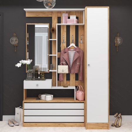 Прихожая Ямайка комплект 4 (крафт золотой/белый)