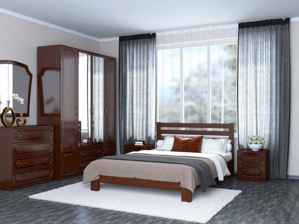 Вероника кровать 160х200 + металлокаркас + комплект ножек (Орех)