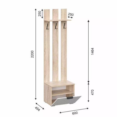 Норд вешалка Line ВШ03-600 (дуб сонома/Норд Line софт пломбир)