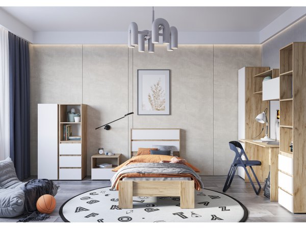 Хелен кровать КР 01 90х200 с ламелями (Крафт золотой/Белый)