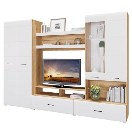 Гостиная Ненси 1 МДФ (Дуб Крафт Золотой/Белый Глянец)