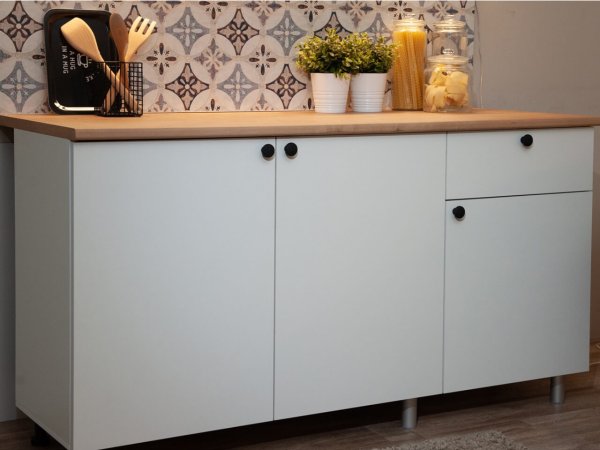 Кухня Ева 1,5м Белый (дуб классический) со столешницей