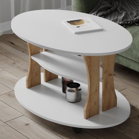 Стол журнальный Консул 1 в гостиную (Крафт золотой/Белый)