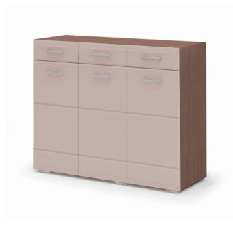 Симба комод 3 ящика детский (Шимо темный/кофе с молоком глянец -снято с производства)