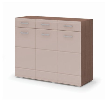 Симба комод 3 ящика детский (Шимо темный/кофе с молоком глянец -снято с производства)