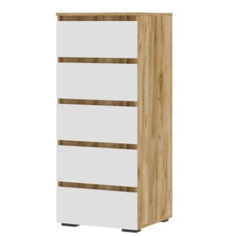 Хелен комод КМ 03 5 ящиков 502 (Крафт золотой/Белый)