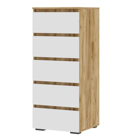 Хелен комод КМ 03 5 ящиков 502 (Крафт золотой/Белый)