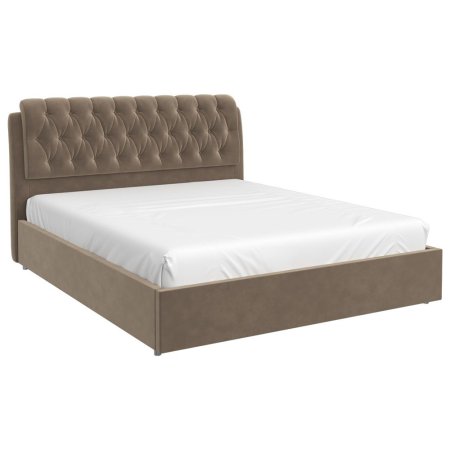 кровать Белиста 160х200 + металлокаркас + подъемный механизм (Серо-бежевый)