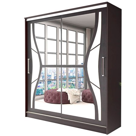 Бабочка Премиум шкаф-купе (Венге/стекло белое, 200)