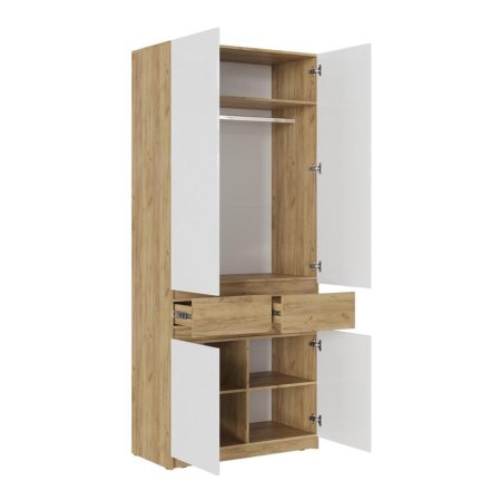 Бостон шкаф ШК-002 2 ств. (Дуб Крафт Золотой/Белый Глянец)