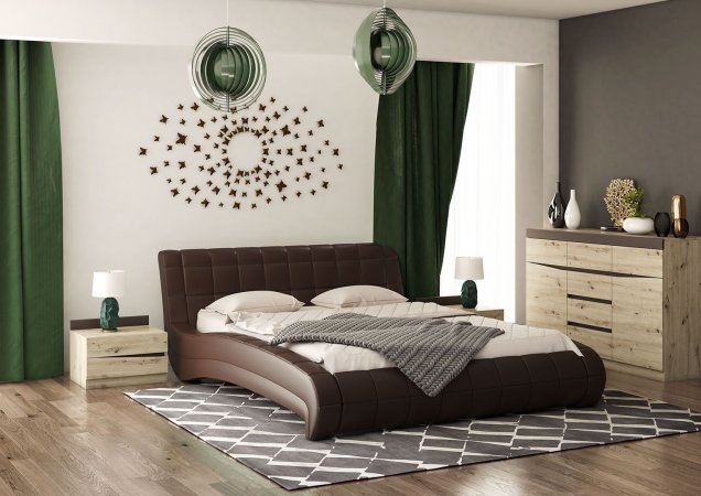 Шарлиз кровать 160х200 + металлокаркас + подъемный механизм (Шоколад)