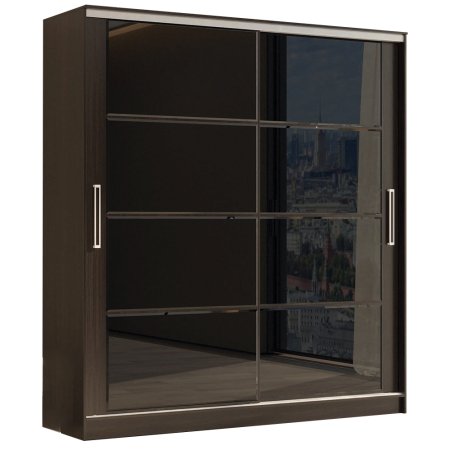 Дубай премиум шкаф-купе (Венге/стекло черное/стекло черное, 200)