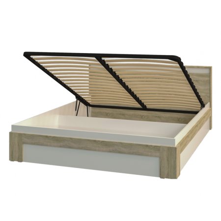 Эдем-1 Секция №19 кровать 160х200 с подъемным механизмом (Дуб сонома / Белый жемчуг )