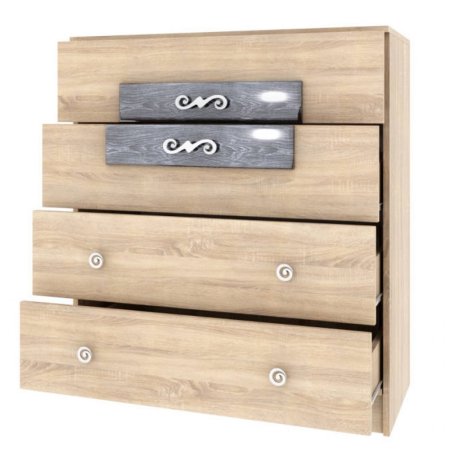 Мадлен комод (дуб сонома/МДФ дуб шале серебро)
