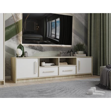 Эдем-1 Секция №27 тумба под тв  (Дуб сонома / Белый жемчуг )