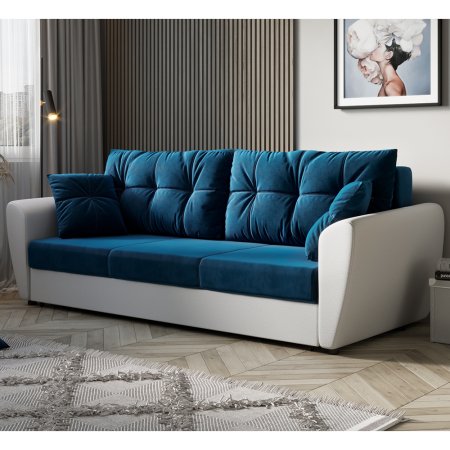 Диван Бостон НПБ (Белая кожа / L-007)