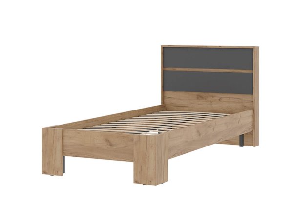 Хелен кровать КР 01 90х200 с ламелями (Дуб крафт золотой/Графит)