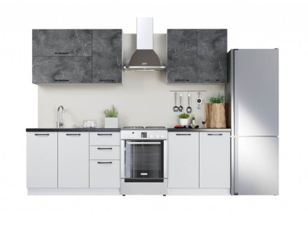 Кухня Равенна Смарт 2,0м (40/80) со столешницей  (Мрамор серый/Белый)