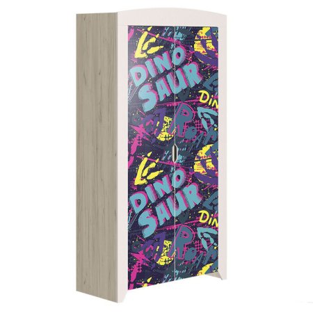 Буква Шкаф детский многофункциональный детский (Крафт белый/ Фотопечать Дино)