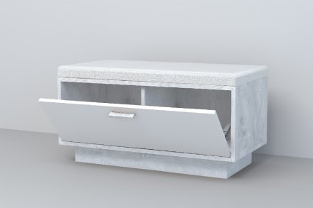 Эго Обувница Об-1 подиум (Бетон светлый/Белый глянец)