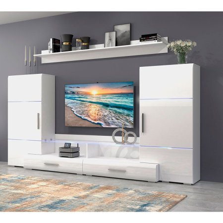 Домино пакет полок (Полка навесная L1000=2шт.) (Белый/Белый глянец)