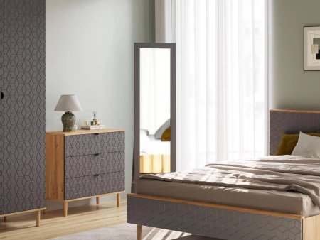 Калгари спальня зеркало напольное (Графит Р-810 / Прозрачный лак)