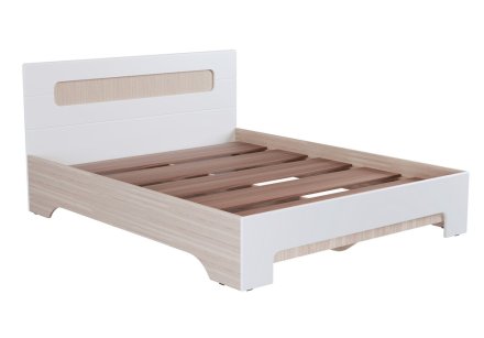 Палермо-3 кровать 160х200 с настилом КР-004 (ясень шимо светлый / глянцевая Белый)