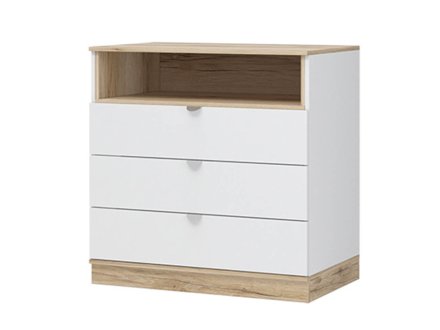 Юкки КМ 3Я 900 Комод 3 ящика (Белый / Дуб делано)