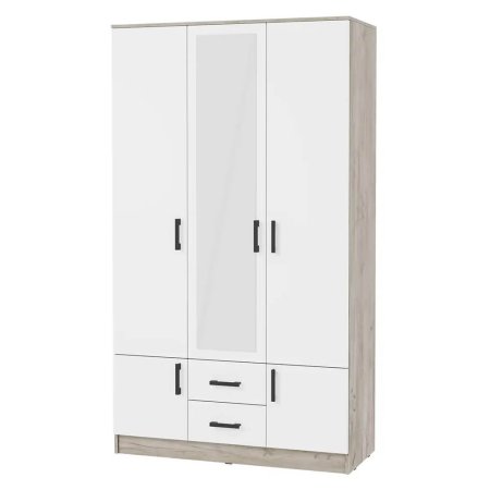 Ронда шкаф ШК-3 3 ств. (Дуб крафт серый/белый)