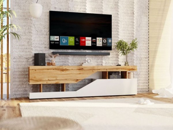 Дубай секция №4 Тумба под ТВ (Белый / Дуб Вотан)