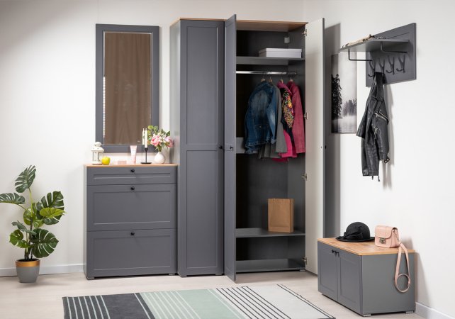 Остин Тумба для обуви 16.121 (Графит / Дуб вотан)