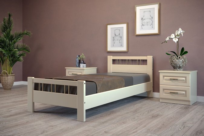 Вероника-3 кровать 90х200 + металлокаркас + комплект ножек (Слоновая кость)