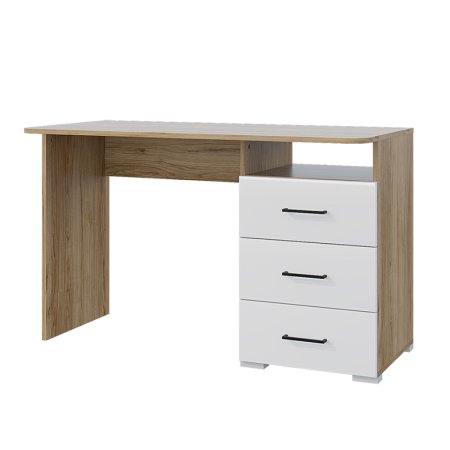 Ненси стол 1200/3 ящика с ручками (Крафт золотой/Белый глянец)