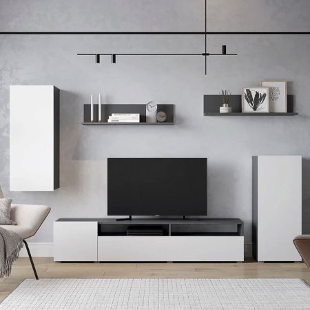 Гостиная Лира ЛДСП (Графит серый/Белый)