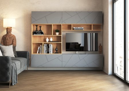 Гранж Шкаф навесной ШН-004 (Серый шифер/графит софт)