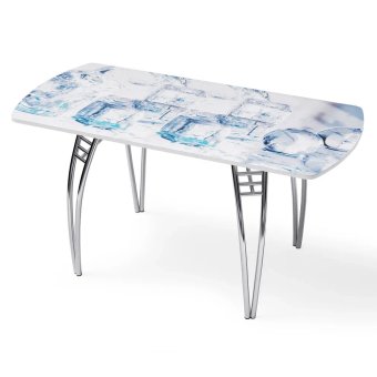 Стол "Кубики льда " раздвижной с фотопечатью (1500*700) стекло 4мм+лдсп 22мм белый
