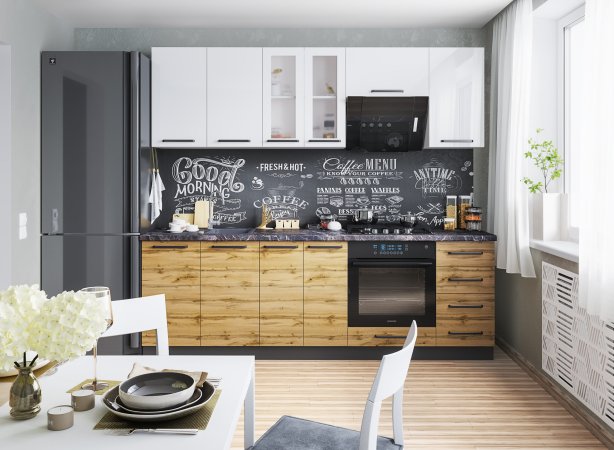 Модульная кухня Тоскана (Акрил белый / Дуб вотан)