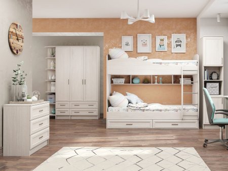 Принцесса шкаф детский полки (3 ящика) (Анкор белый) ЦРК.ПРН.12